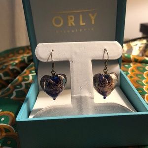 💜 Venetian Glass heart drop earrings 🥰